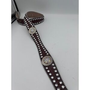 Blazin Roxx Brown Croc Rhinestone Western Belt N3512002 S Silver Buckle Concho